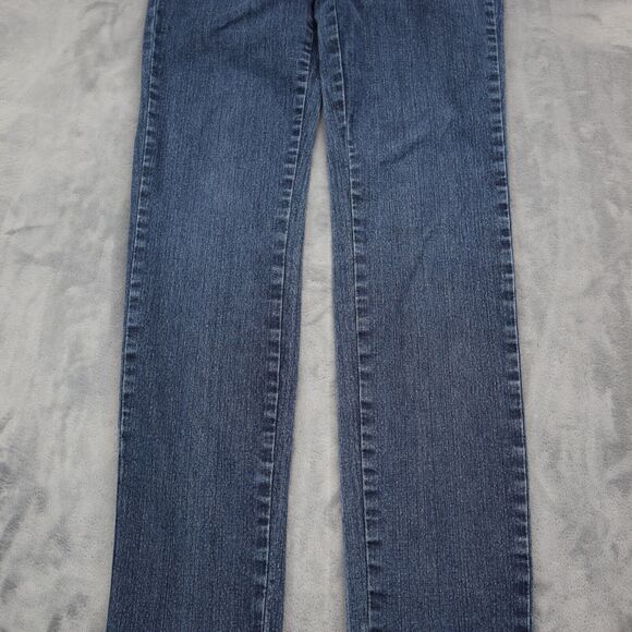 Hot Bottoms Pants Womens 5 Blue Mid Rise Straight Cut Flat Front Jeans - Picture 13 of 16